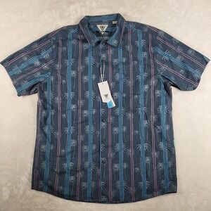 Vissla‎ Short Sleeve Button Up Shirt Men's XL Blue Hawaiian Tropical Casual NWT